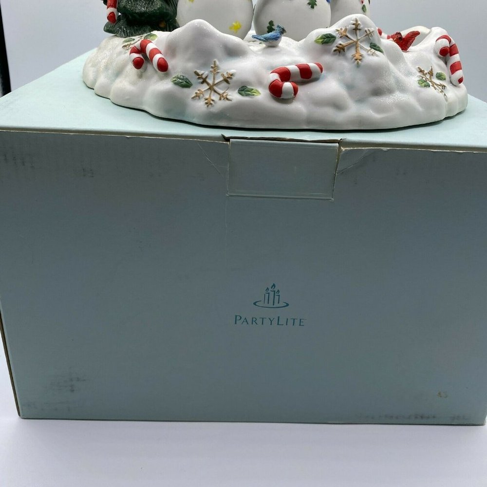 Partylite Snowbell Collection 3 Snowmen Trio Tea Light And Pillar Candle Holder - Picture 11 of 11